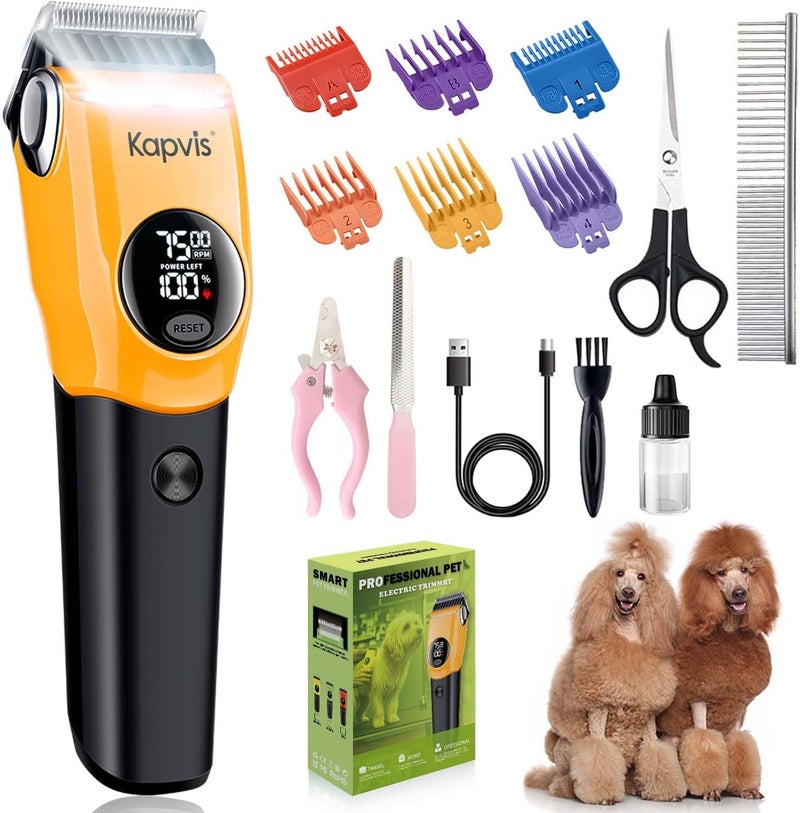 Kapvis Dog Clippers for Grooming Thick Hair with LED Light,Cat Shaver,and Sheep Shears for Thick/Matted/Knotted/Fine/Curly Hair,Works with or Without Power Cord - Image 1